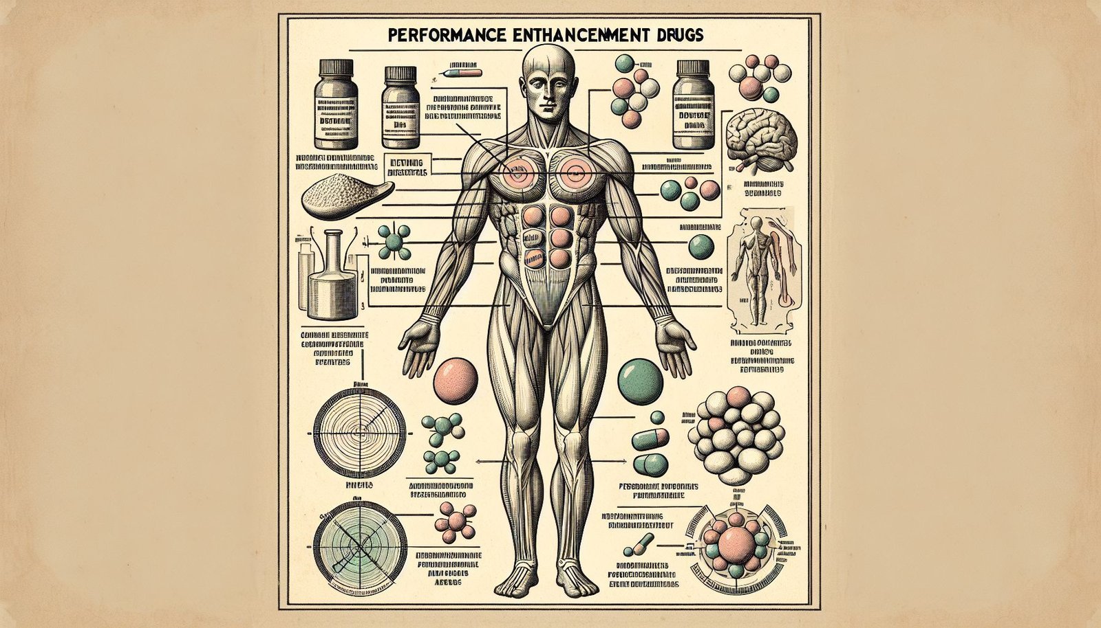 A variety of performance enhancement drugs in pharmaceutical bottles